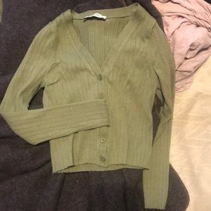 Abercrombie green crop cardigan